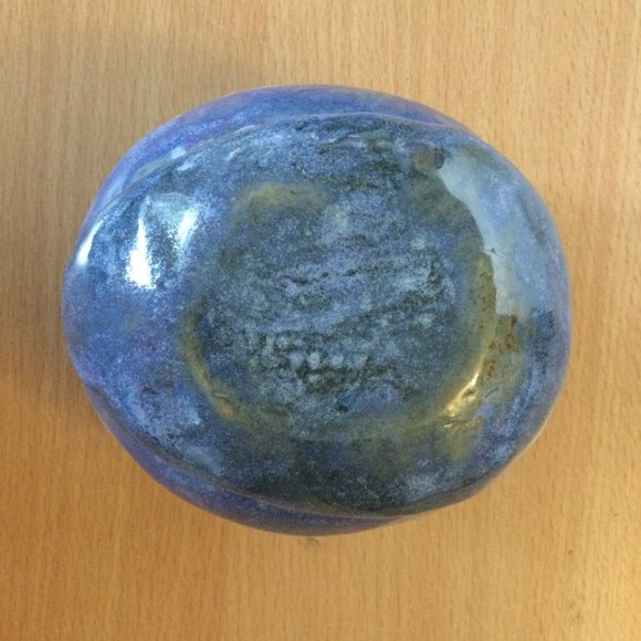 Handmade blue glazed art pottery small jar with lid signed - Picture 4 of 6